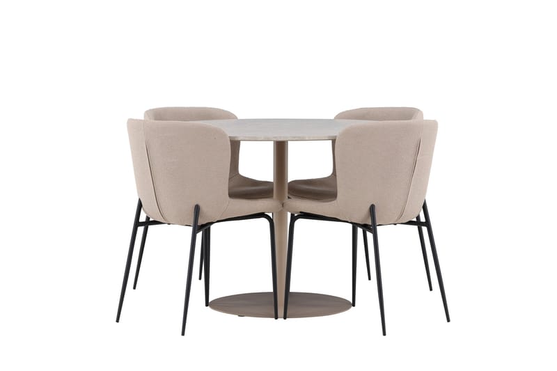 Lycke Matgrupp 110 cm Rund med 4 Modesto stolar - Beige/Beige - Möbler - Bord & matgrupp - Matgrupp