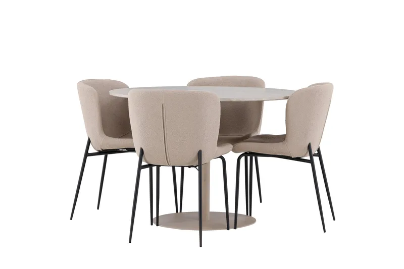 Lycke Matgrupp 110 cm Rund med 4 Modesto stolar - Beige/Beige - Möbler - Bord & matgrupp - Matgrupp