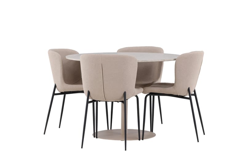Lycke Matgrupp 110 cm Rund med 4 Modesto stolar - Beige/Beige - Möbler - Bord & matgrupp - Matgrupp