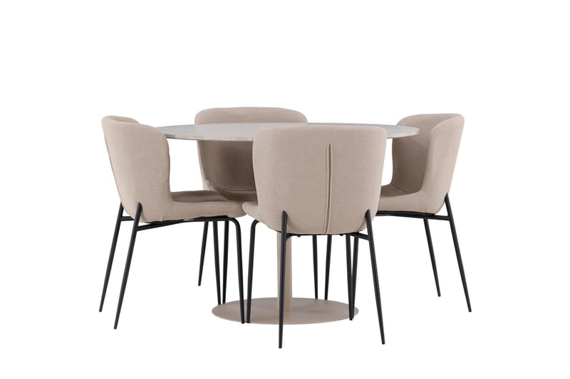 Lycke Matgrupp 110 cm Rund med 4 Modesto stolar - Beige/Beige - Möbler - Bord & matgrupp - Matgrupp