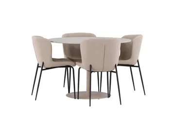 Lycke Matgrupp 110 cm Rund med 4 Modesto stolar - Beige/Beige - Möbler - Bord & matgrupp - Matgrupp