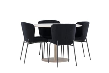 Lycke Matgrupp 110 cm Rund med 4 Modesto stolar - Beige/Svart - Möbler - Bord & matgrupp - Matgrupp