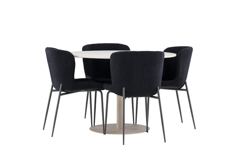 Lycke Matgrupp 110 cm Rund med 4 Modesto stolar - Beige/Svart - Möbler - Bord & matgrupp - Matgrupp