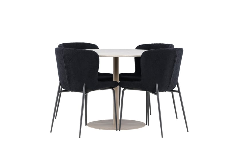 Lycke Matgrupp 110 cm Rund med 4 Modesto stolar - Beige/Svart - Möbler - Bord & matgrupp - Matgrupp