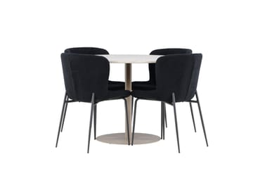 Lycke Matgrupp 110 cm Rund med 4 Modesto stolar - Beige/Svart - Möbler - Bord & matgrupp - Matgrupp