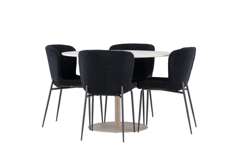 Lycke Matgrupp 110 cm Rund med 4 Modesto stolar - Beige/Svart - Möbler - Bord & matgrupp - Matgrupp