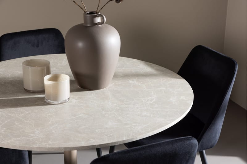 Lycke Matgrupp 110 cm Rund med 4 Night stolar - Beige/Svart - Möbler - Bord & matgrupp - Matgrupp