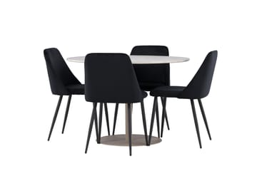Lycke Matgrupp 110 cm Rund med 4 Night stolar - Beige/Svart - Möbler - Bord & matgrupp - Matgrupp