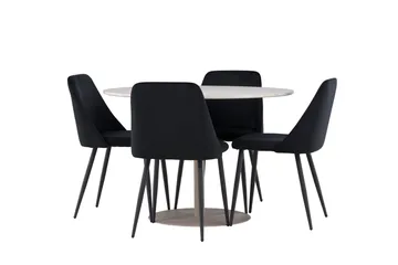 Lycke Matgrupp 110 cm Rund med 4 Night stolar - Beige/Svart - Möbler - Bord & matgrupp - Matgrupp