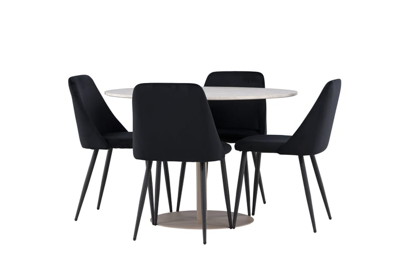 Lycke Matgrupp 110 cm Rund med 4 Night stolar, Beige/Svart