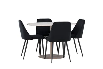 Lycke Matgrupp 110 cm Rund med 4 Night stolar - Beige/Svart - Möbler - Bord & matgrupp - Matgrupp