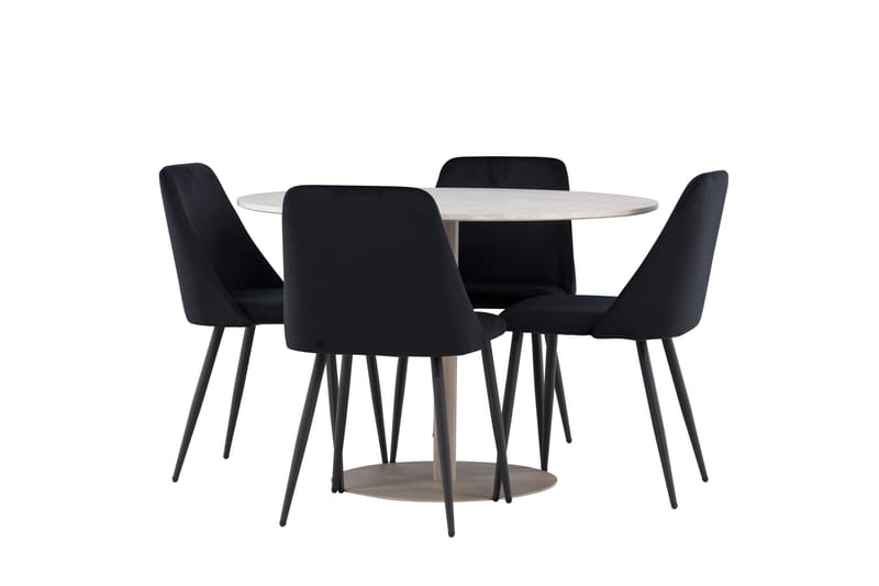 Lycke Matgrupp 110 cm Rund med 4 Night stolar - Beige/Svart - Möbler - Bord & matgrupp - Matgrupp