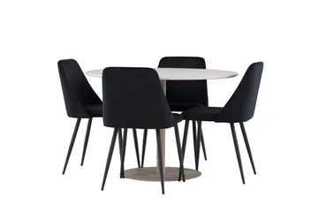 Lycke Matgrupp 110 cm Rund med 4 Night stolar - Beige/Svart - Möbler - Bord & matgrupp - Matgrupp