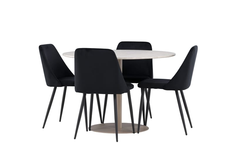Lycke Matgrupp 110 cm Rund med 4 Night stolar - Beige/Svart - Möbler - Bord & matgrupp - Matgrupp