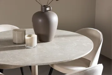 Lycke Matgrupp 110 cm Rund med 4 Velvet stolar - Beige/Beige - Möbler - Bord & matgrupp - Matgrupp