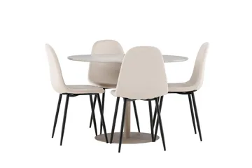 Lycke Matgrupp 110 cm Rund med 4 Polar stolar - Beige/Beige - Möbler - Bord & matgrupp - Matgrupp