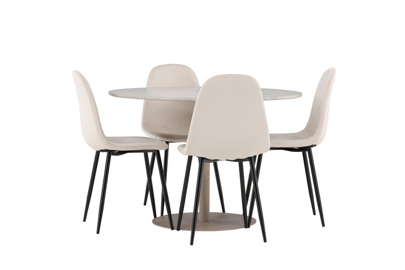 Lycke Matgrupp 110 cm Rund med 4 Polar stolar - Beige/Beige - Möbler - Bord & matgrupp - Matgrupp