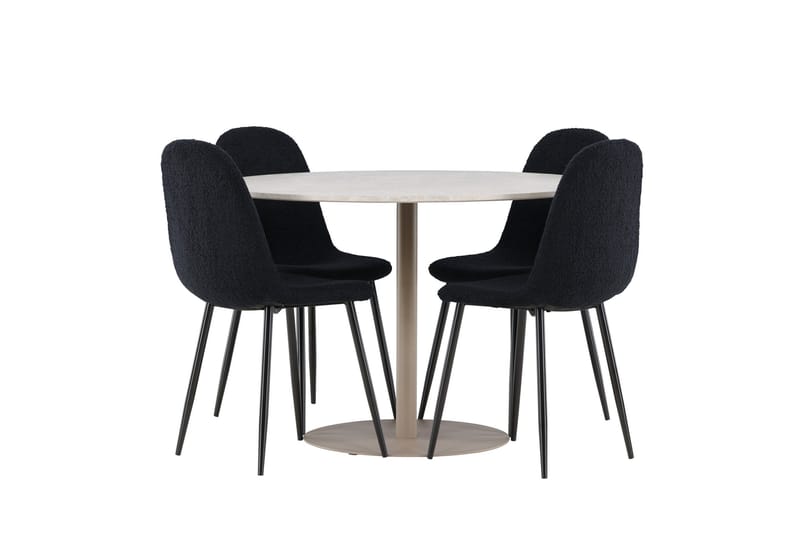 Lycke Matgrupp 110 cm Rund med 4 Polar stolar - Beige/Svart - Möbler - Bord & matgrupp - Matgrupp