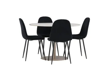 Lycke Matgrupp 110 cm Rund med 4 Polar stolar - Beige/Svart - Möbler - Bord & matgrupp - Matgrupp