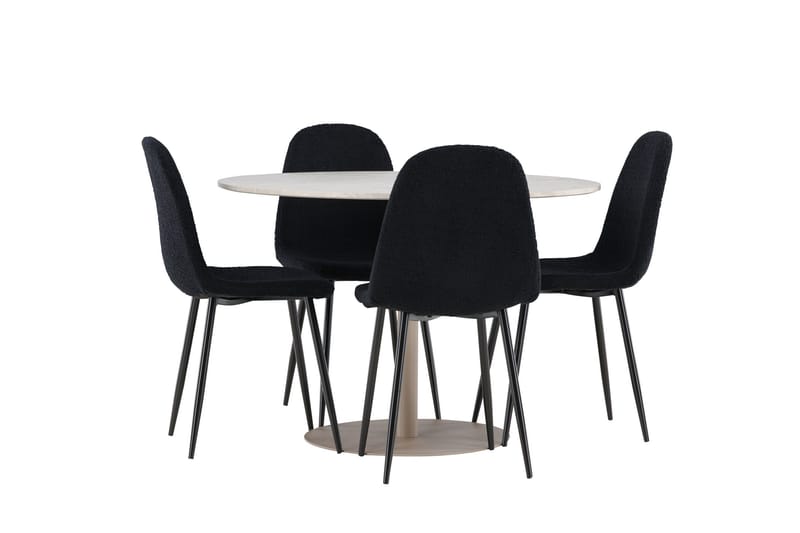 Lycke Matgrupp 110 cm Rund med 4 Polar stolar - Beige/Svart - Möbler - Bord & matgrupp - Matgrupp