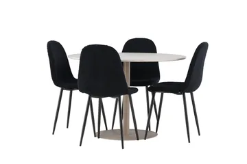 Lycke Matgrupp 110 cm Rund med 4 Polar stolar - Beige/Svart - Möbler - Bord & matgrupp - Matgrupp