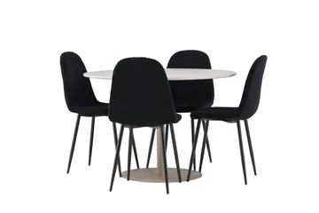 Lycke Matgrupp 110 cm Rund med 4 Polar stolar - Beige/Svart - Möbler - Bord & matgrupp - Matgrupp