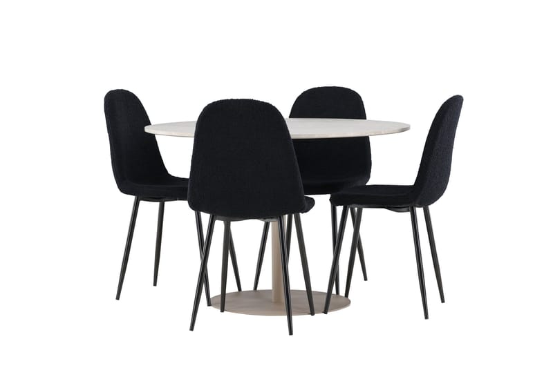 Lycke Matgrupp 110 cm Rund med 4 Polar stolar - Beige/Svart - Möbler - Bord & matgrupp - Matgrupp