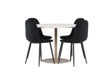 Lycke Matgrupp 110 cm Rund med 4 Polar stolar - Beige/Svart - Möbler - Bord & matgrupp - Matgrupp