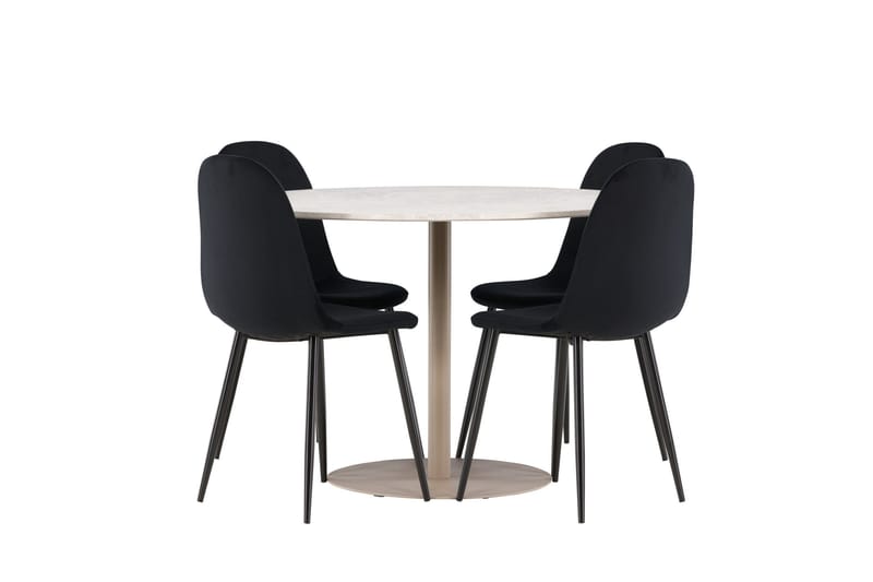 Lycke Matgrupp 110 cm Rund med 4 Polar stolar - Beige/Svart - Möbler - Bord & matgrupp - Matgrupp