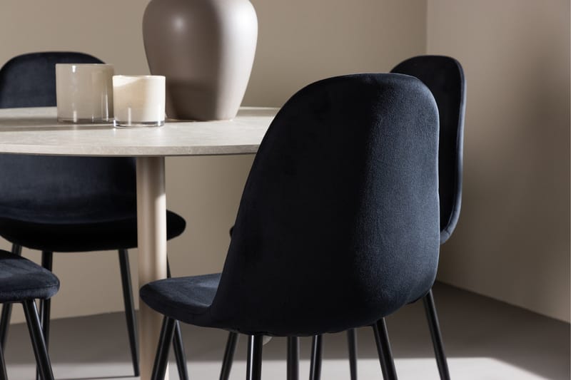 Lycke Matgrupp 110 cm Rund med 4 Polar stolar - Beige/Svart - Möbler - Bord & matgrupp - Matgrupp