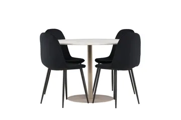 Lycke Matgrupp 110 cm Rund med 4 Polar stolar - Beige/Svart - Möbler - Bord & matgrupp - Matgrupp