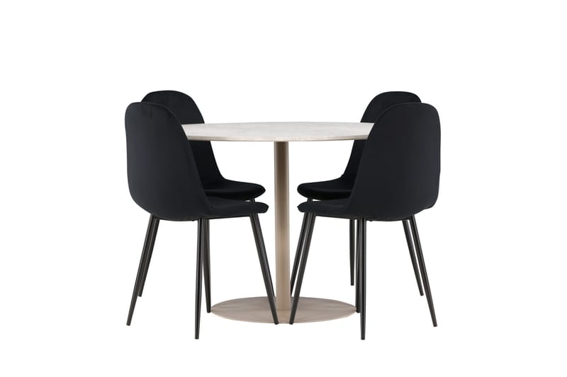 Lycke Matgrupp 110 cm Rund med 4 Polar stolar - Beige/Svart - Möbler - Bord & matgrupp - Matgrupp