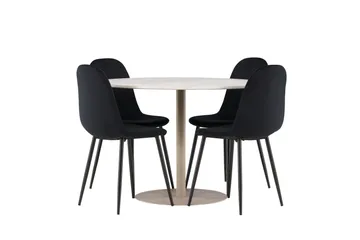 Lycke Matgrupp 110 cm Rund med 4 Polar stolar - Beige/Svart - Möbler - Bord & matgrupp - Matgrupp