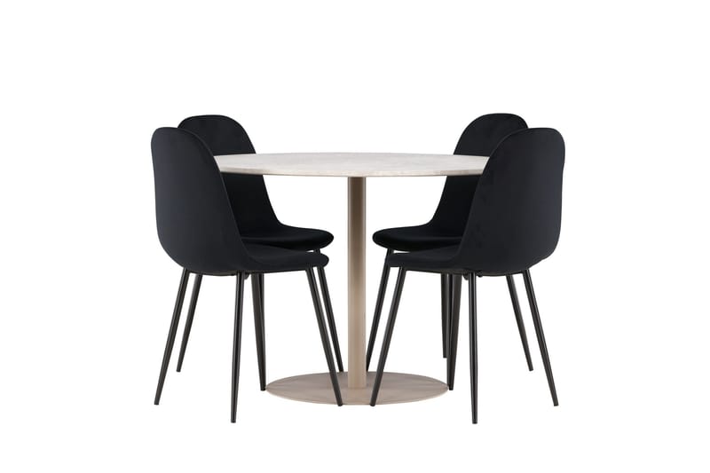 Lycke Matgrupp 110 cm Rund med 4 Polar stolar - Beige/Svart - Möbler - Bord & matgrupp - Matgrupp