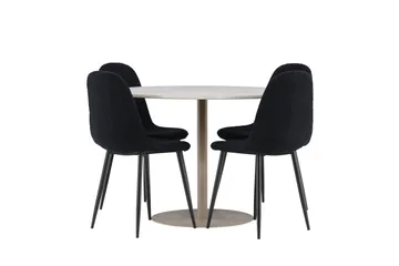 Lycke Matgrupp 110 cm Rund med 4 Polar stolar - Beige/Svart - Möbler - Bord & matgrupp - Matgrupp