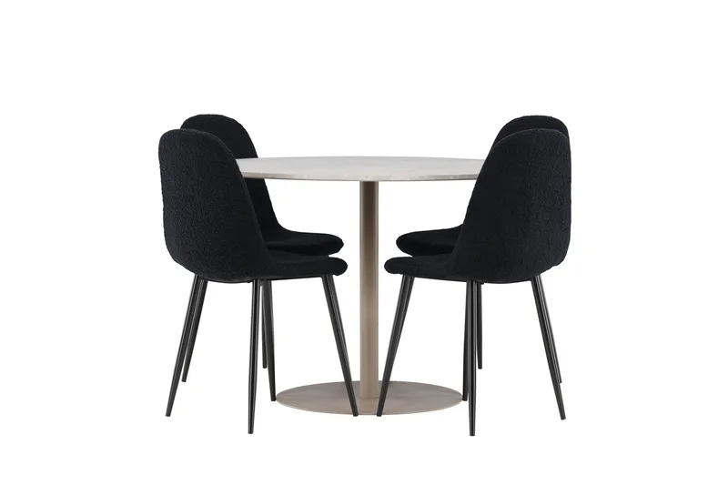 Lycke Matgrupp 110 cm Rund med 4 Polar stolar - Beige/Svart - Möbler - Bord & matgrupp - Matgrupp