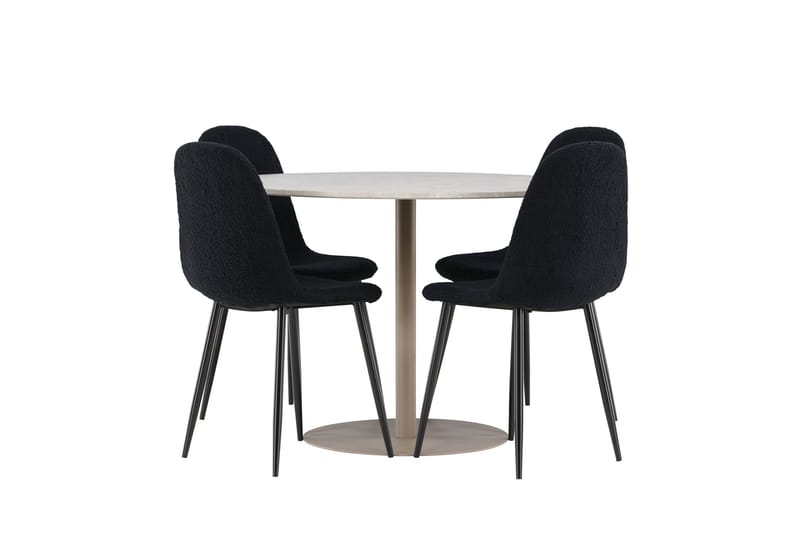 Lycke Matgrupp 110 cm Rund med 4 Polar stolar - Beige/Svart - Möbler - Bord & matgrupp - Matgrupp