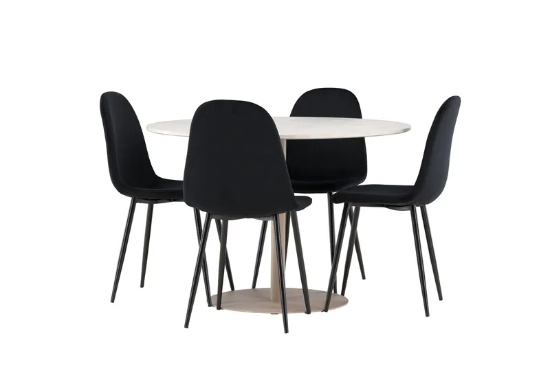 Lycke Matgrupp 110 cm Rund med 4 Polar stolar - Beige/Svart - Möbler - Bord & matgrupp - Matgrupp