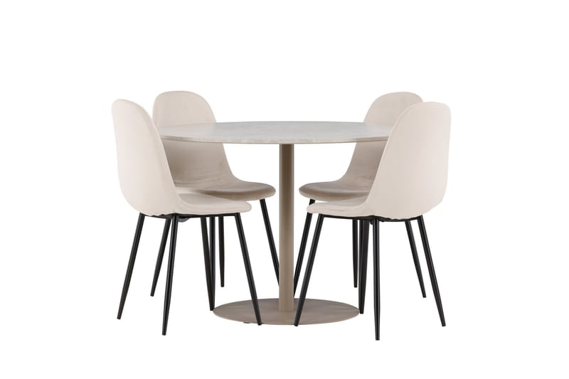 Lycke Matgrupp 110 cm Rund med 4 Polar stolar - Beige/Beige - Möbler - Bord & matgrupp - Matgrupp
