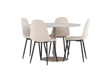 Lycke Matgrupp 110 cm Rund med 4 Polar stolar - Beige/Beige - Möbler - Bord & matgrupp - Matgrupp