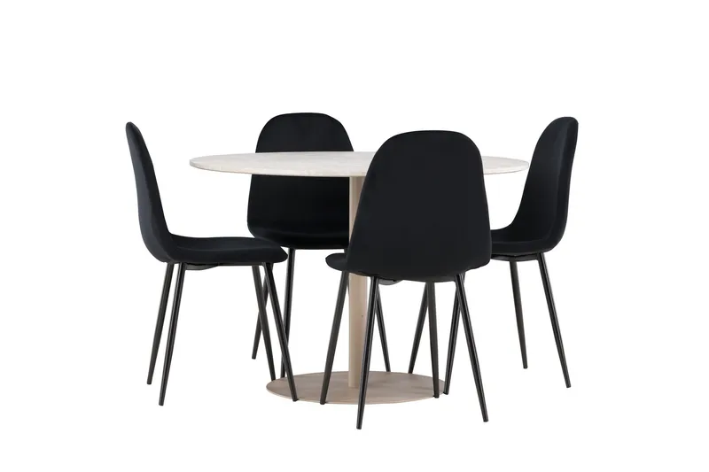 Lycke Matgrupp 110 cm Rund med 4 Polar stolar - Beige/Svart - Möbler - Bord & matgrupp - Matgrupp