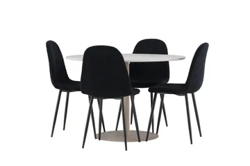 Lycke Matgrupp 110 cm Rund med 4 Polar stolar - Beige/Svart - Möbler - Bord & matgrupp - Matgrupp