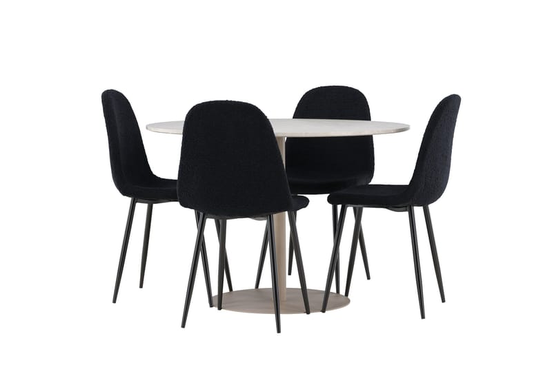 Lycke Matgrupp 110 cm Rund med 4 Polar stolar - Beige/Svart - Möbler - Bord & matgrupp - Matgrupp