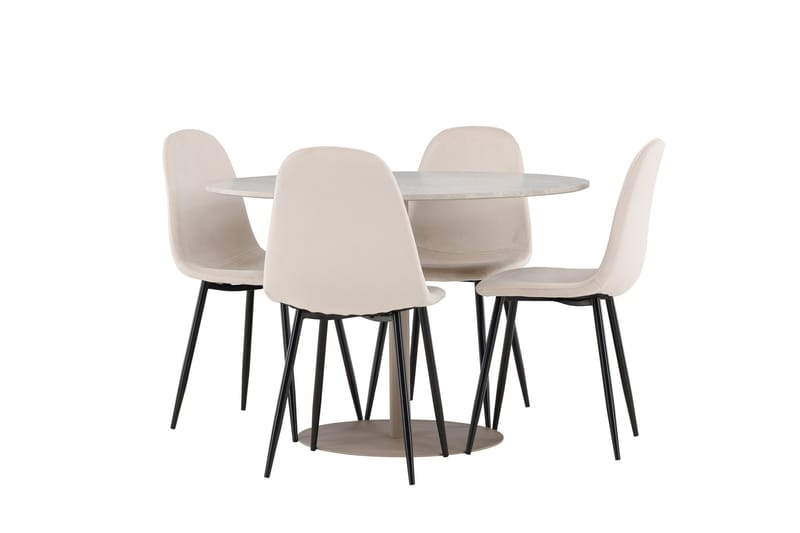 Lycke Matgrupp 110 cm Rund med 4 Polar stolar - Beige/Beige - Möbler - Bord & matgrupp - Matgrupp