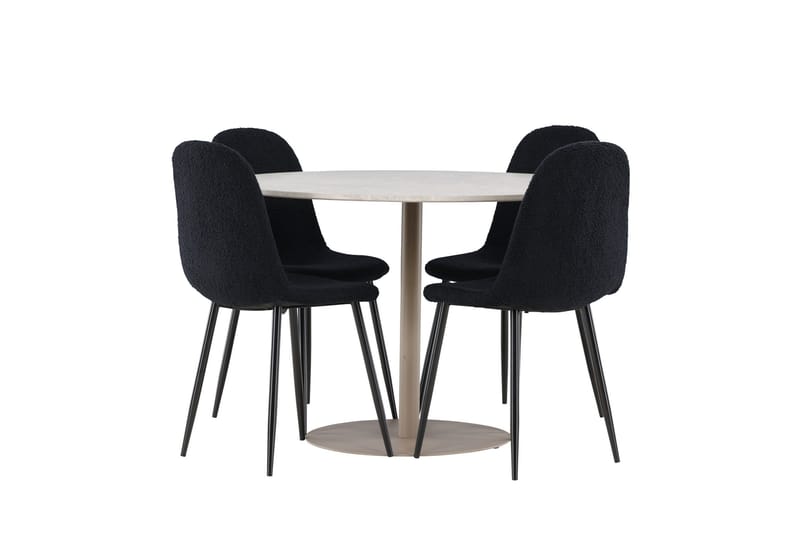 Lycke Matgrupp 110 cm Rund med 4 Polar stolar - Beige/Svart - Möbler - Bord & matgrupp - Matgrupp