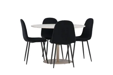 Lycke Matgrupp 110 cm Rund med 4 Polar stolar - Beige/Svart - Möbler - Bord & matgrupp - Matgrupp