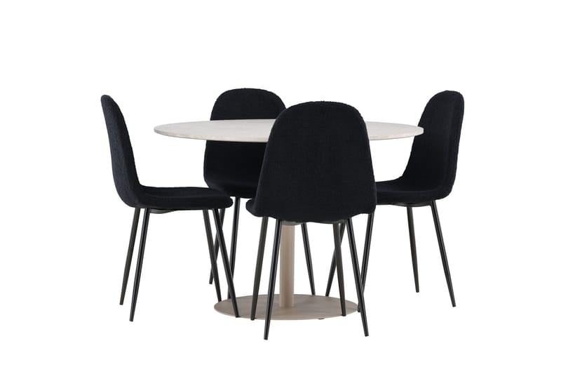 Lycke Matgrupp 110 cm Rund med 4 Polar stolar - Beige/Svart - Möbler - Bord & matgrupp - Matgrupp