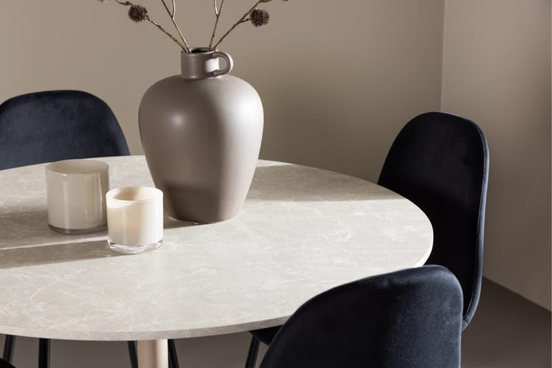 Lycke Matgrupp 110 cm Rund med 4 Polar stolar - Beige/Svart - Möbler - Bord & matgrupp - Matgrupp