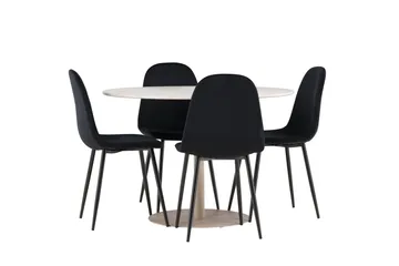 Lycke Matgrupp 110 cm Rund med 4 Polar stolar - Beige/Svart - Möbler - Bord & matgrupp - Matgrupp