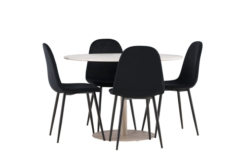 Lycke Matgrupp 110 cm Rund med 4 Polar stolar - Beige/Svart - Möbler - Bord & matgrupp - Matgrupp